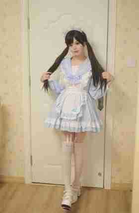 Sweet Japanese Preppy Sailor Collar Maid Outfit Lolita Dress