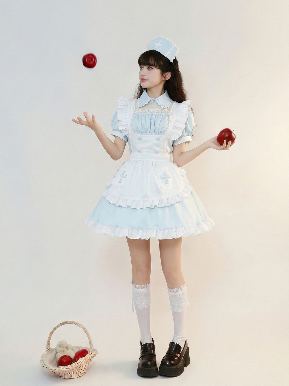 Light Color Angel Maid Outfit Cosplay Streamer Dress Costume
