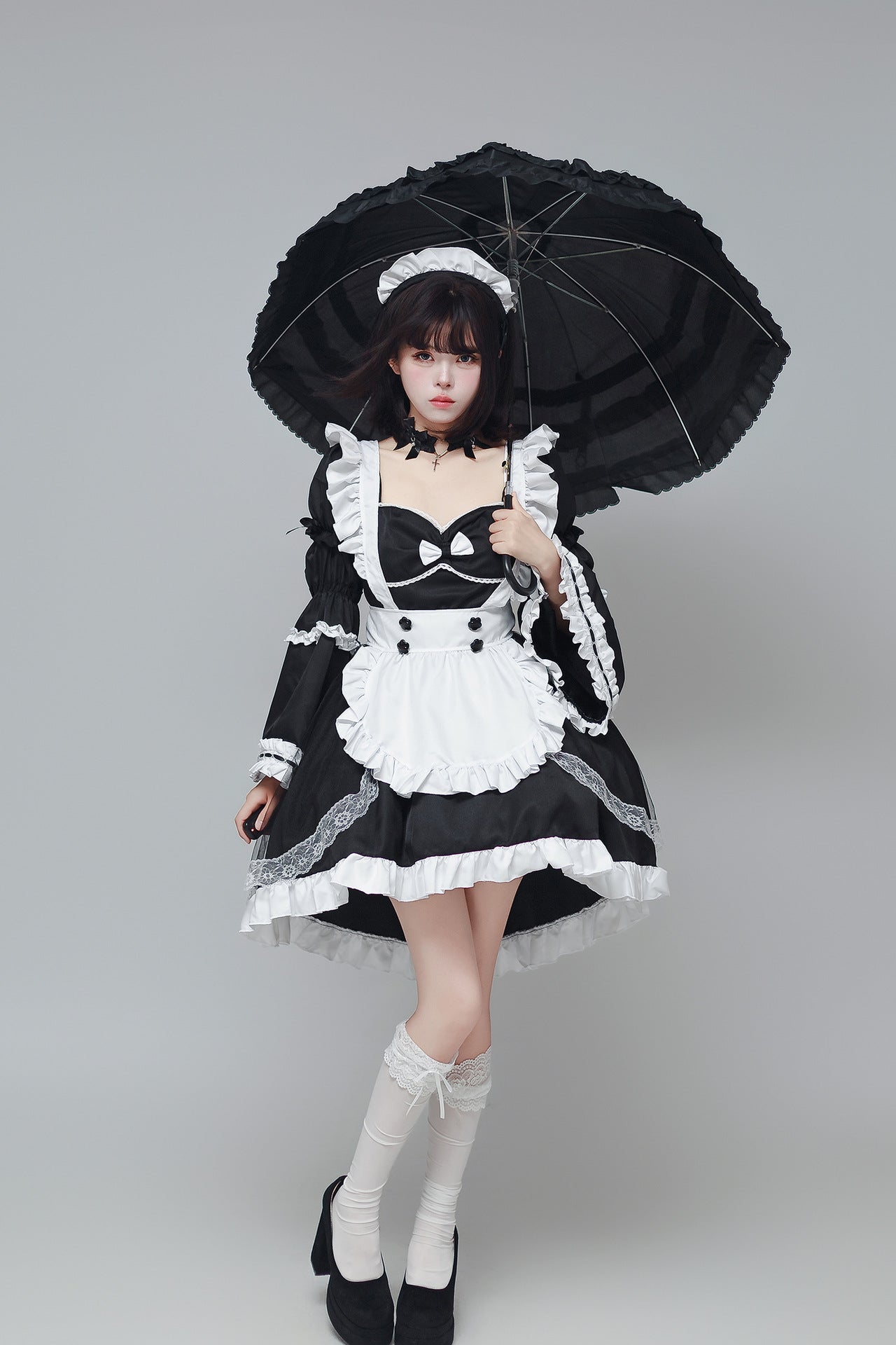 Otaku Dance Streamer Plus Size Maid Outfit Lolita Dress Costume