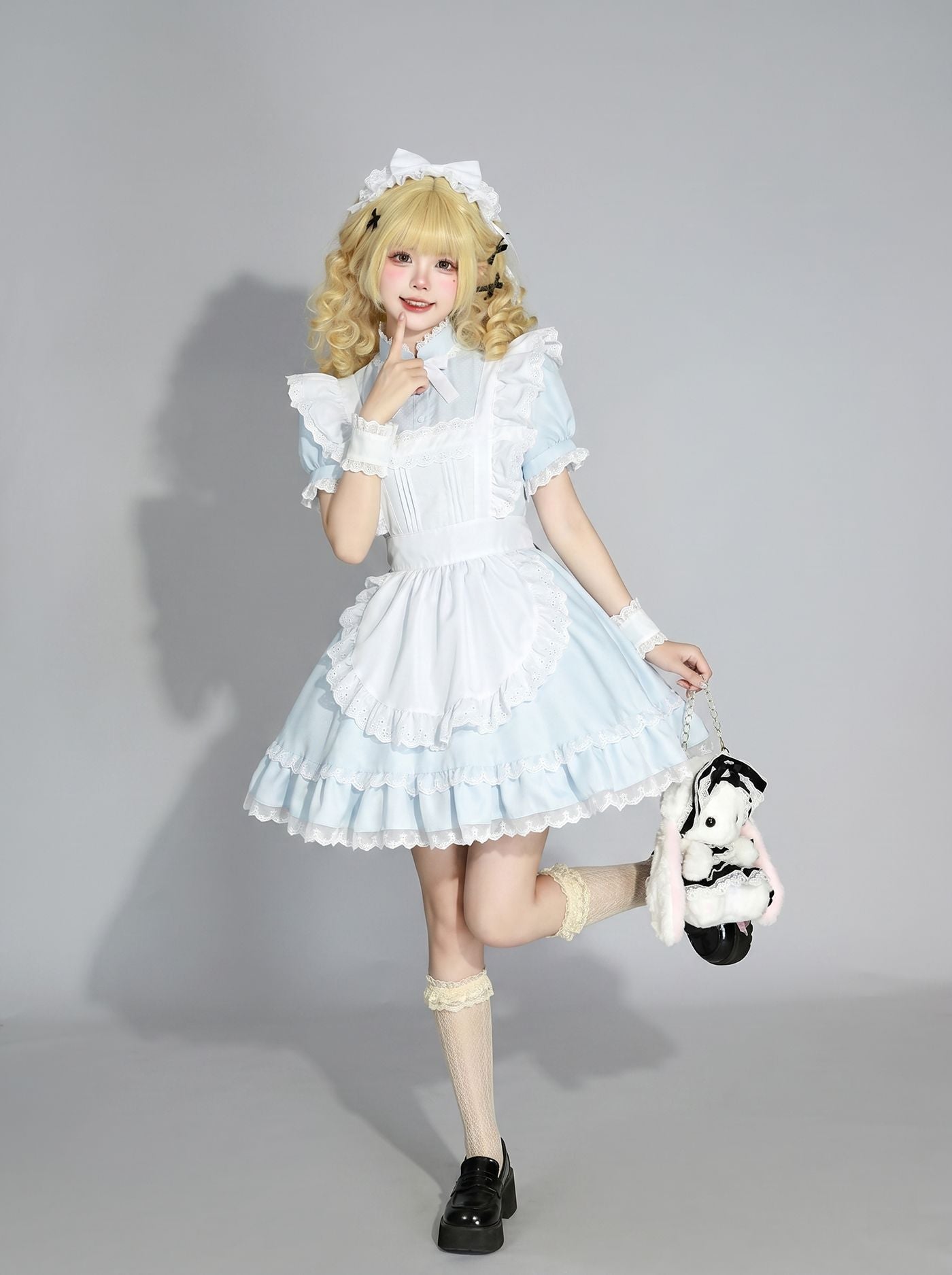 Alice Aqua Blue Lolita Maid Outfit Streamer Cosplay Dress