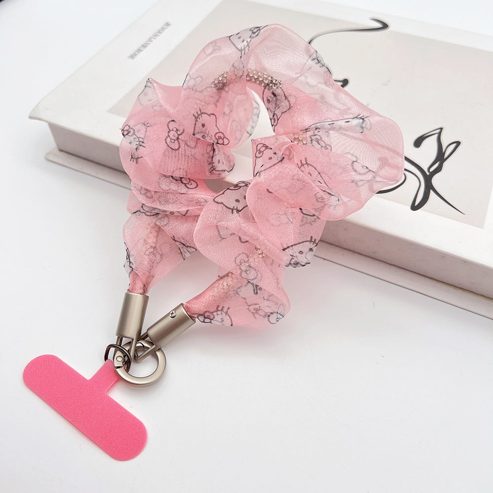 Organza Tulle Wrist Phone Strap with Tether Tabs – Colon-shaped Wristlet & Hand Lanyard
