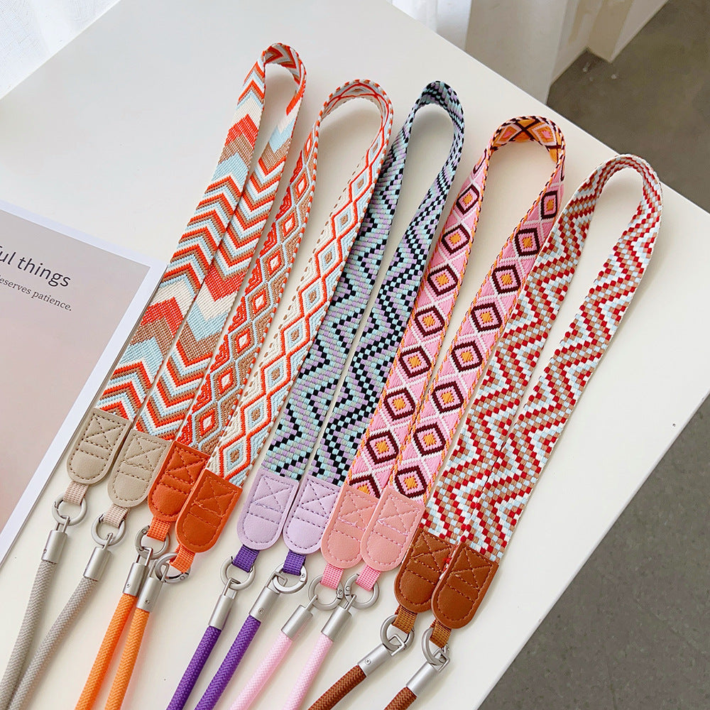 Embroidered Adjustable Crossbody & Wrist Phone Strap with Tabs – 2-IN-1 Wristlet & Hand Lanyard