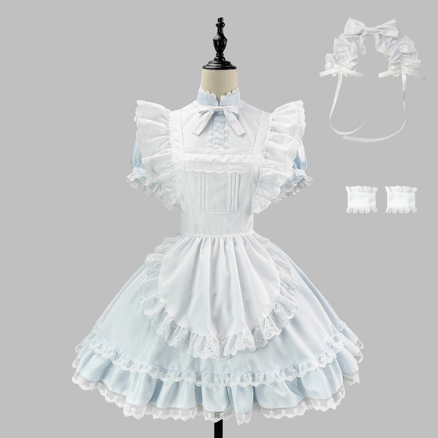 Alice Aqua Blue Lolita Maid Outfit Streamer Cosplay Dress