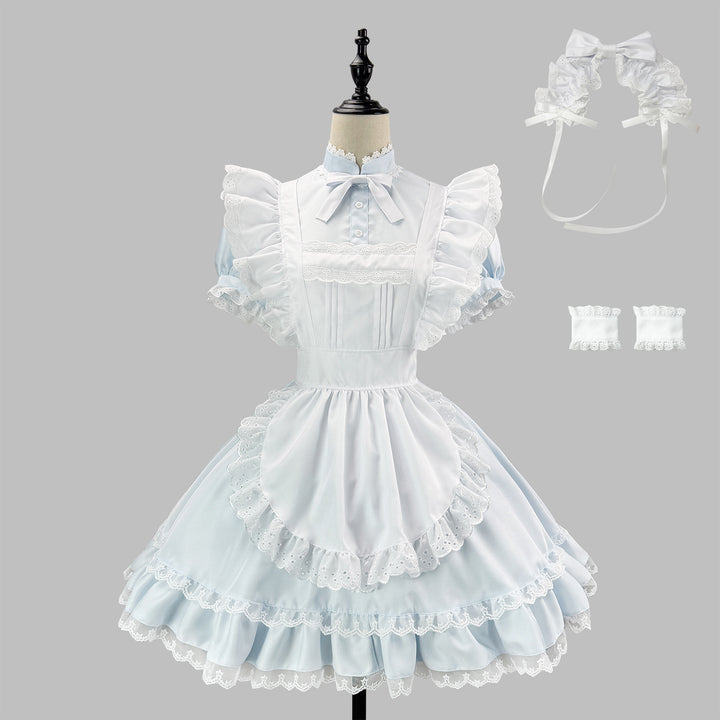 Alice Aqua Blue Lolita Maid Outfit Streamer Cosplay Dress