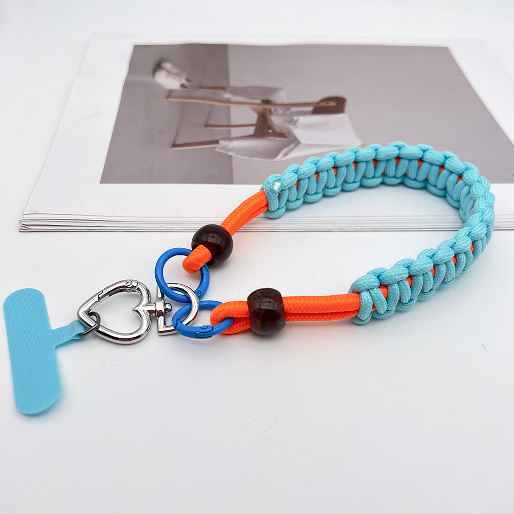 Contrast Color Wrapped Wrist Phone Strap with Tether Tabs – Hand Woven Wristlet & Hand Lanyard
