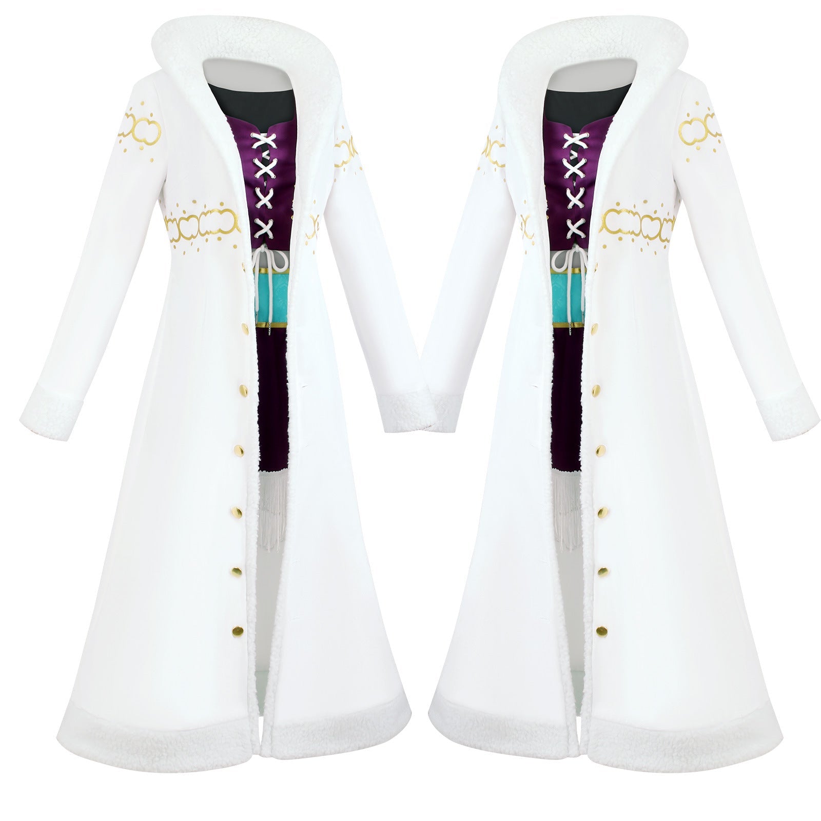 Anime Navigation Nico Robin Fur-collared Coat One Piece Cosplay Costumes