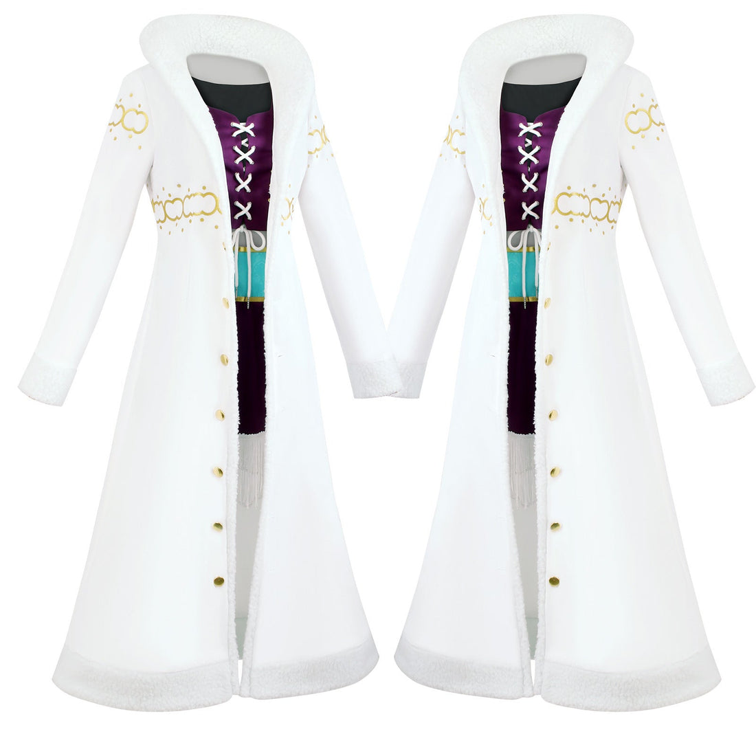 Anime Navigation Nico Robin Fur-collared Coat One Piece Cosplay Costumes