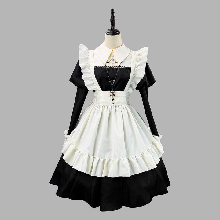 Akihabara Black White Traditional Maid Outfit Lolita Cosplay Dress