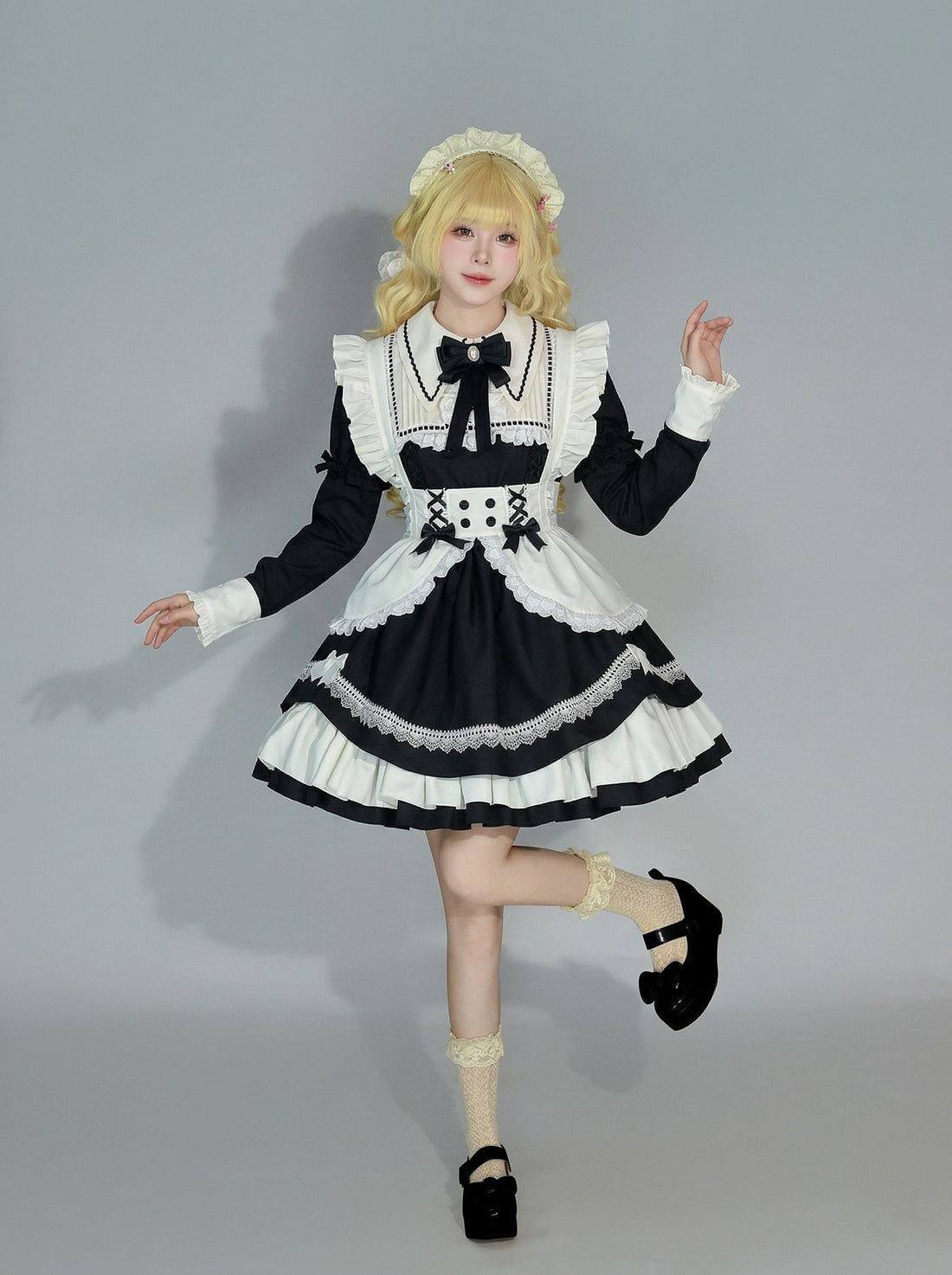 Detachable Sleeves Lolita Maid Dress Cosplay & Livestream Outfit