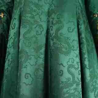 House of The Dragon: Alicent Hightower Green Jacquard Dress Cosplay Costumes