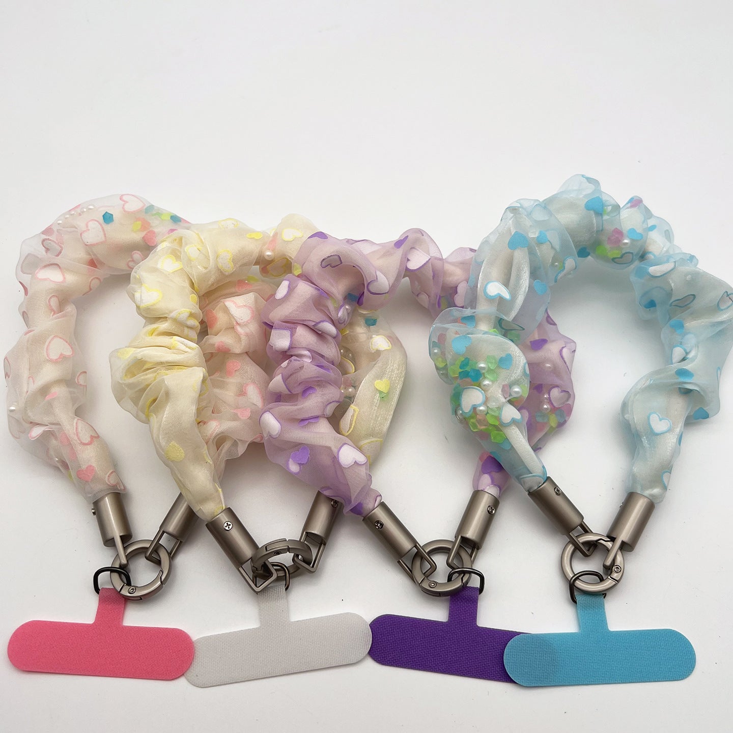 Floral Tulle Wrist Phone Strap with Tether Tabs – Colon-shaped Wristlet & Hand Lanyard