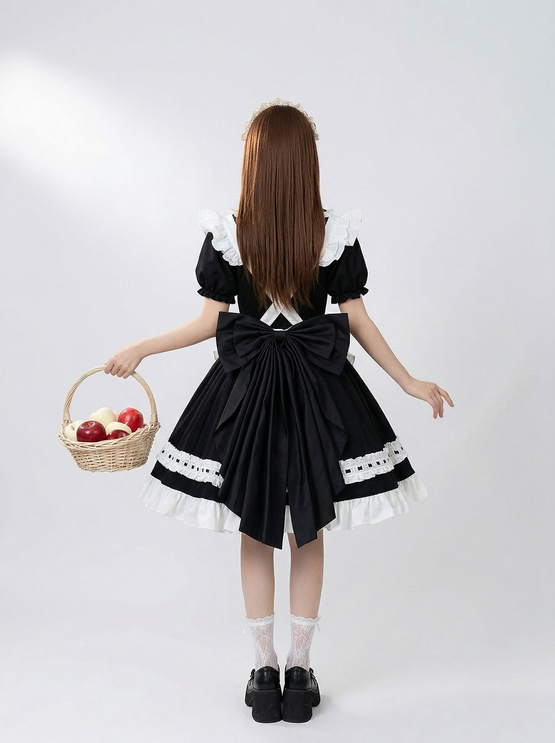 Large Black Bow Maid Outfit Streamer Cosplay Lolita Dress