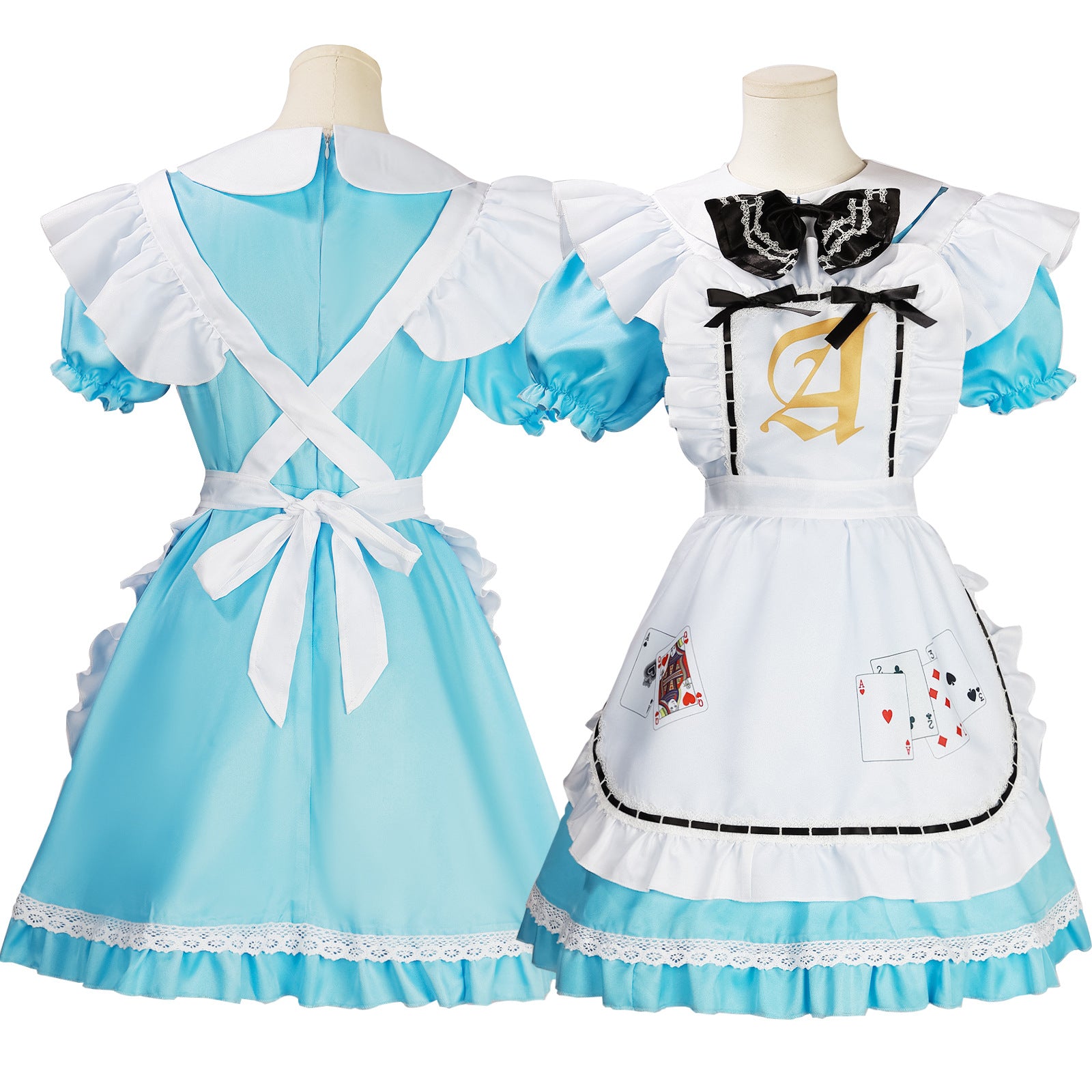 Alice Style Blue Cosplay Costume - Poker Queen Maid Dress Lolita Tea Party Outfit