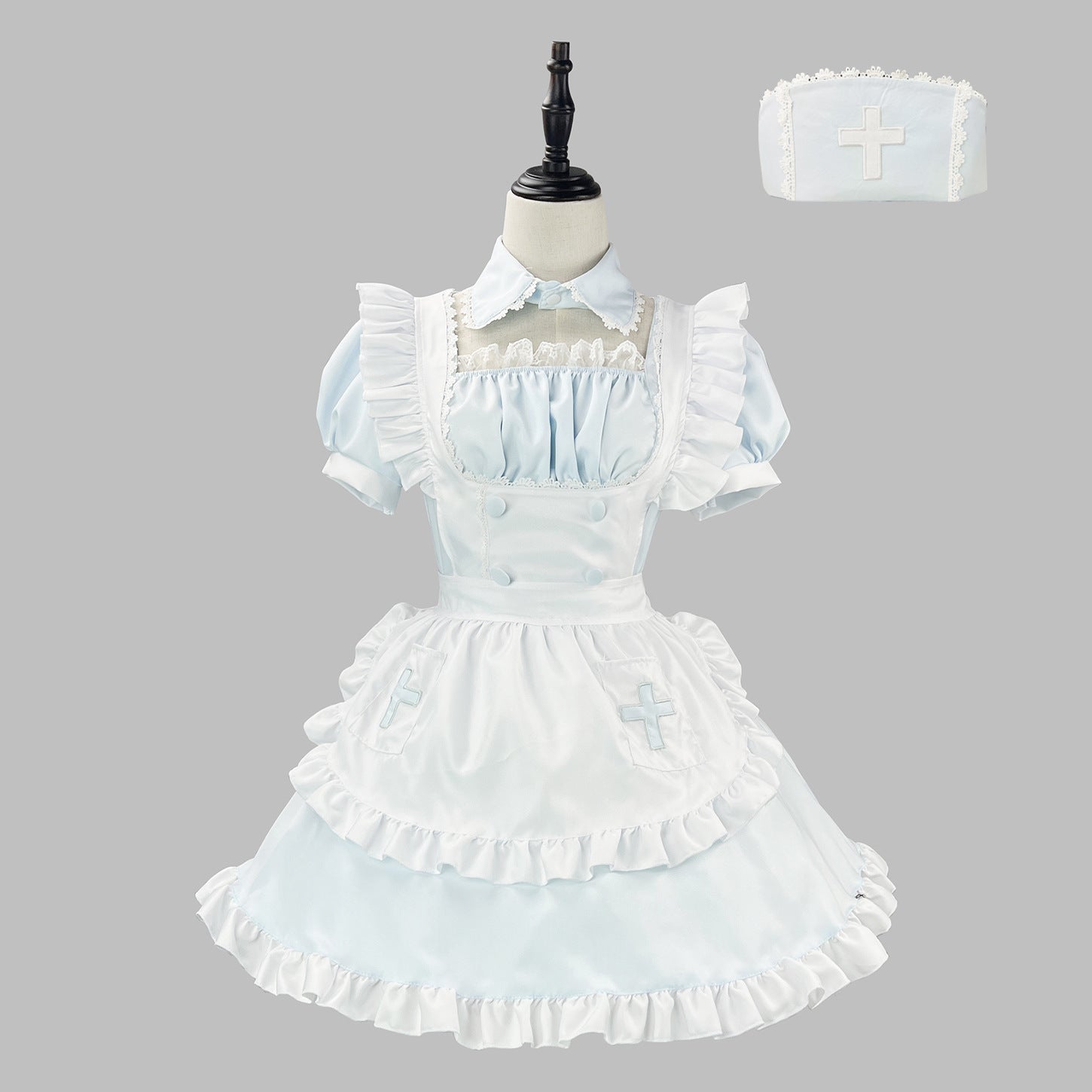 Light Color Angel Maid Outfit Cosplay Streamer Dress Costume