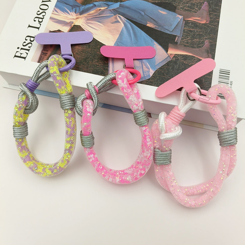 Adjustable Glitter Wrist Phone Strap with Tether Tabs – Multicolor Wristlet & Hand Nylon Lanyard
