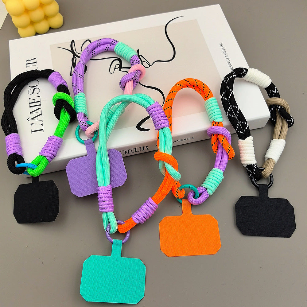 Color-Blocked Adjustable Wrist Phone Strap with Tether Tabs – Hand Woven Wristlet & Hand Lanyard