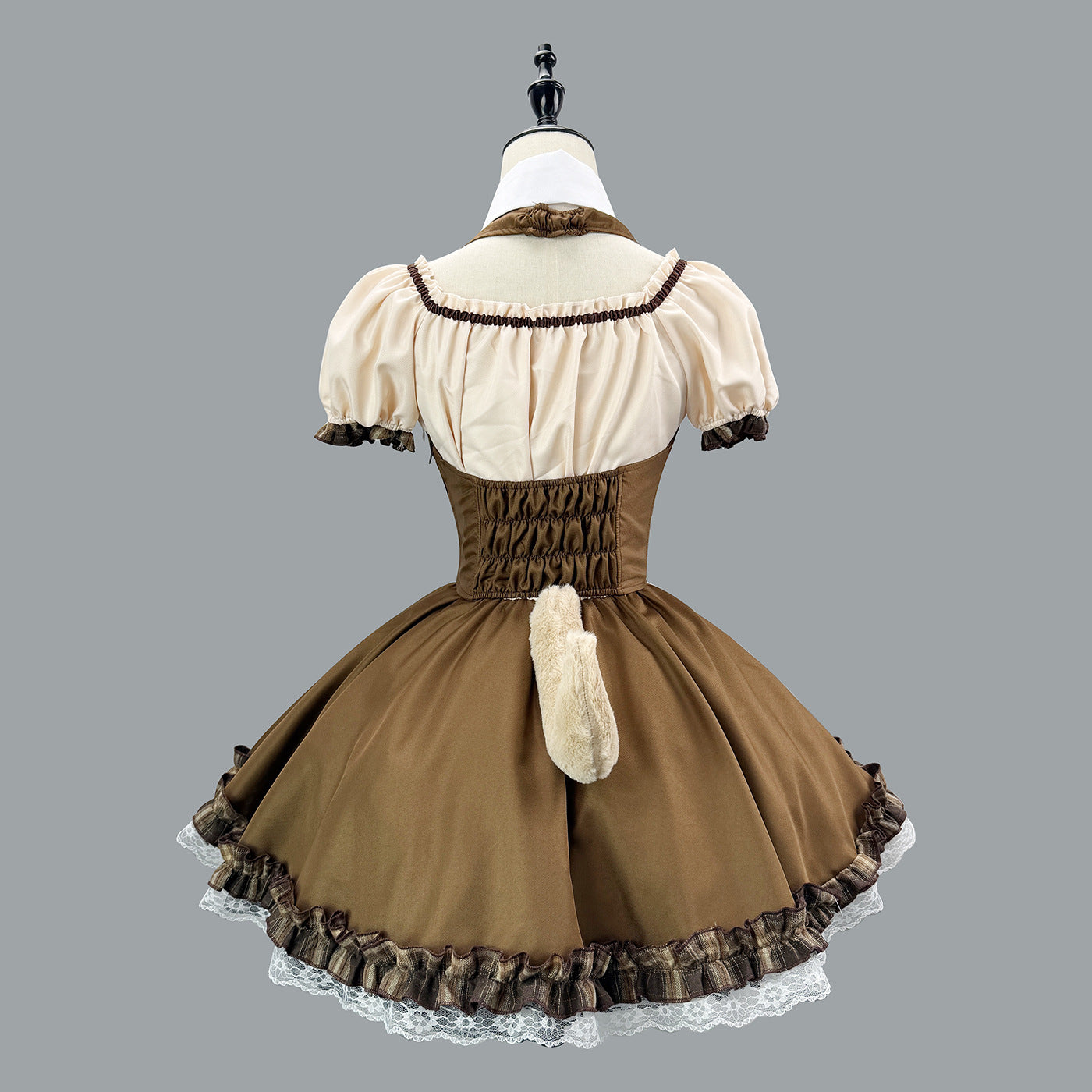 Japanese Shiba Inu Lolita Dress Corset Puff Sleeves Maid Outfit Cosplay
