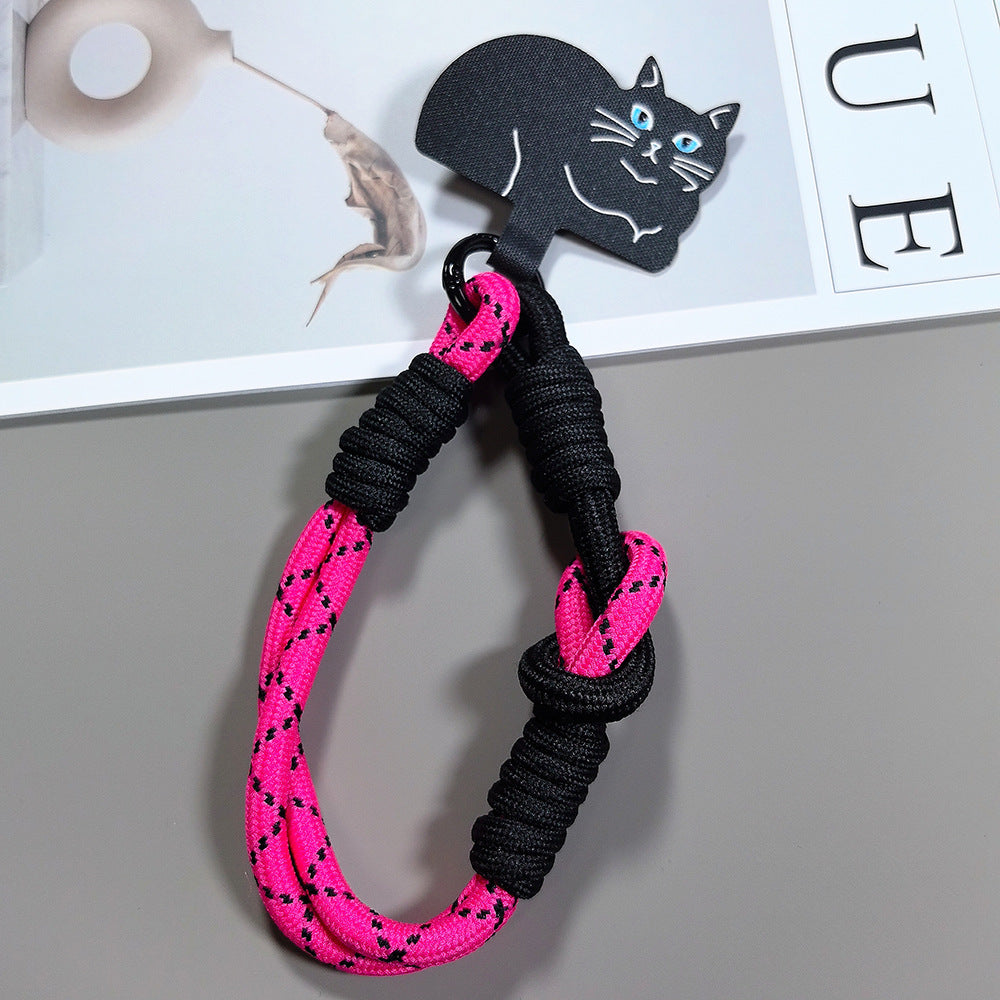 Multicolor Wrist Phone Strap with Cat Tether Tabs – Hand Woven Wrapped Wristlet & Hand Lanyard