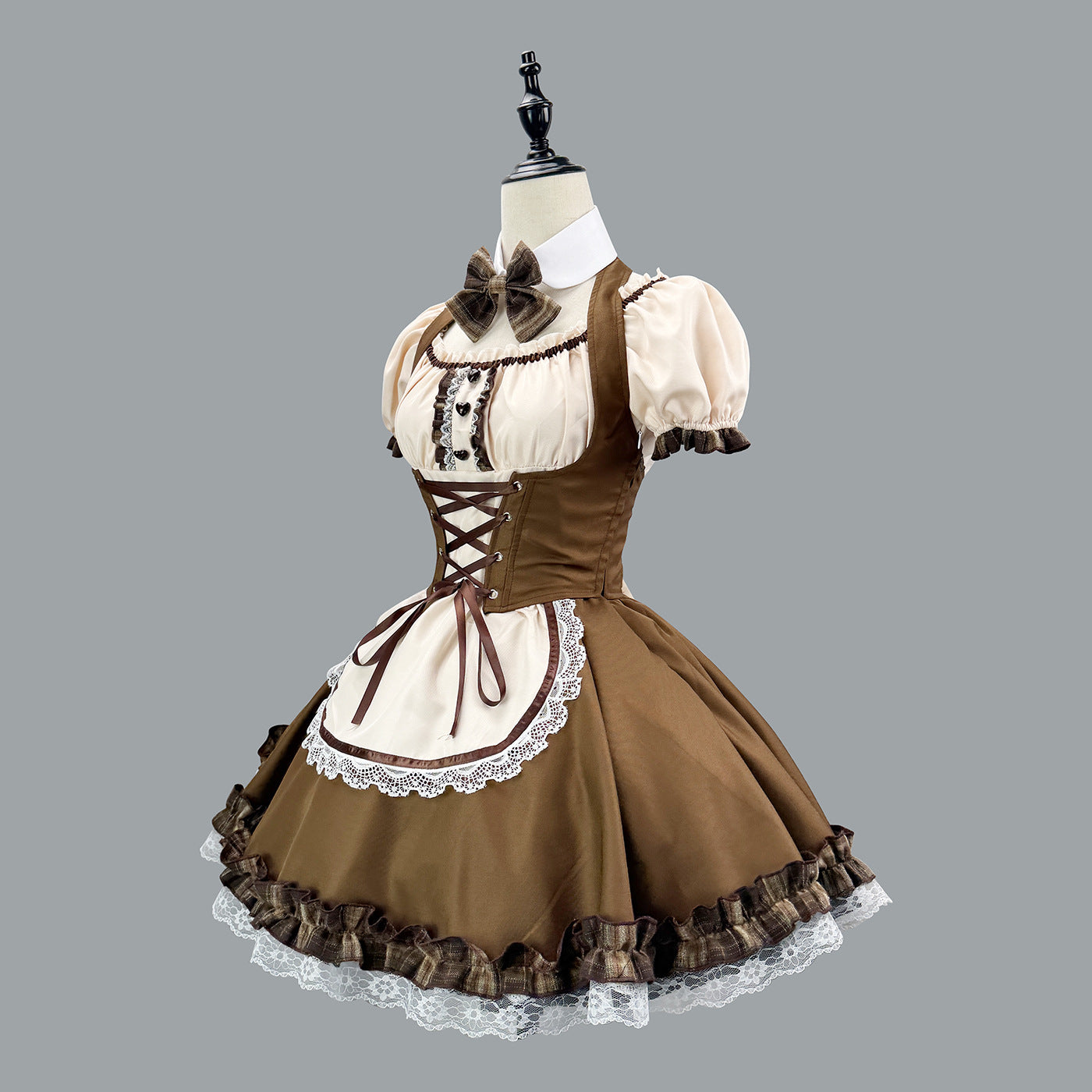 Japanese Shiba Inu Lolita Dress Corset Puff Sleeves Maid Outfit Cosplay