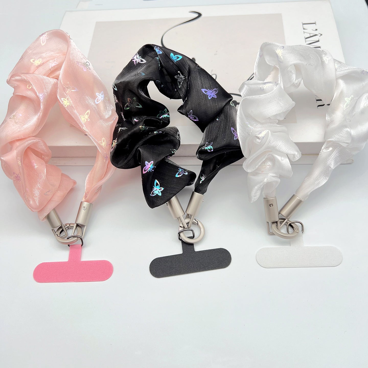 Butterfly Wrinkle Tulle Wrist Phone Strap with Tether Tabs – Colon-shaped Wristlet & Hand Lanyard