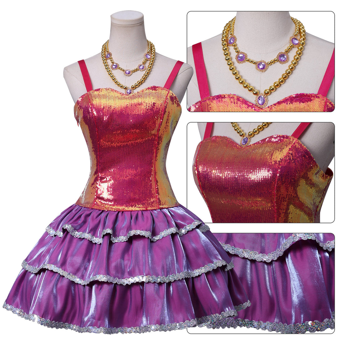 Dream House Cosplay Costume - Pink Sequin Party Dress for Women Girls Halloween Carnival