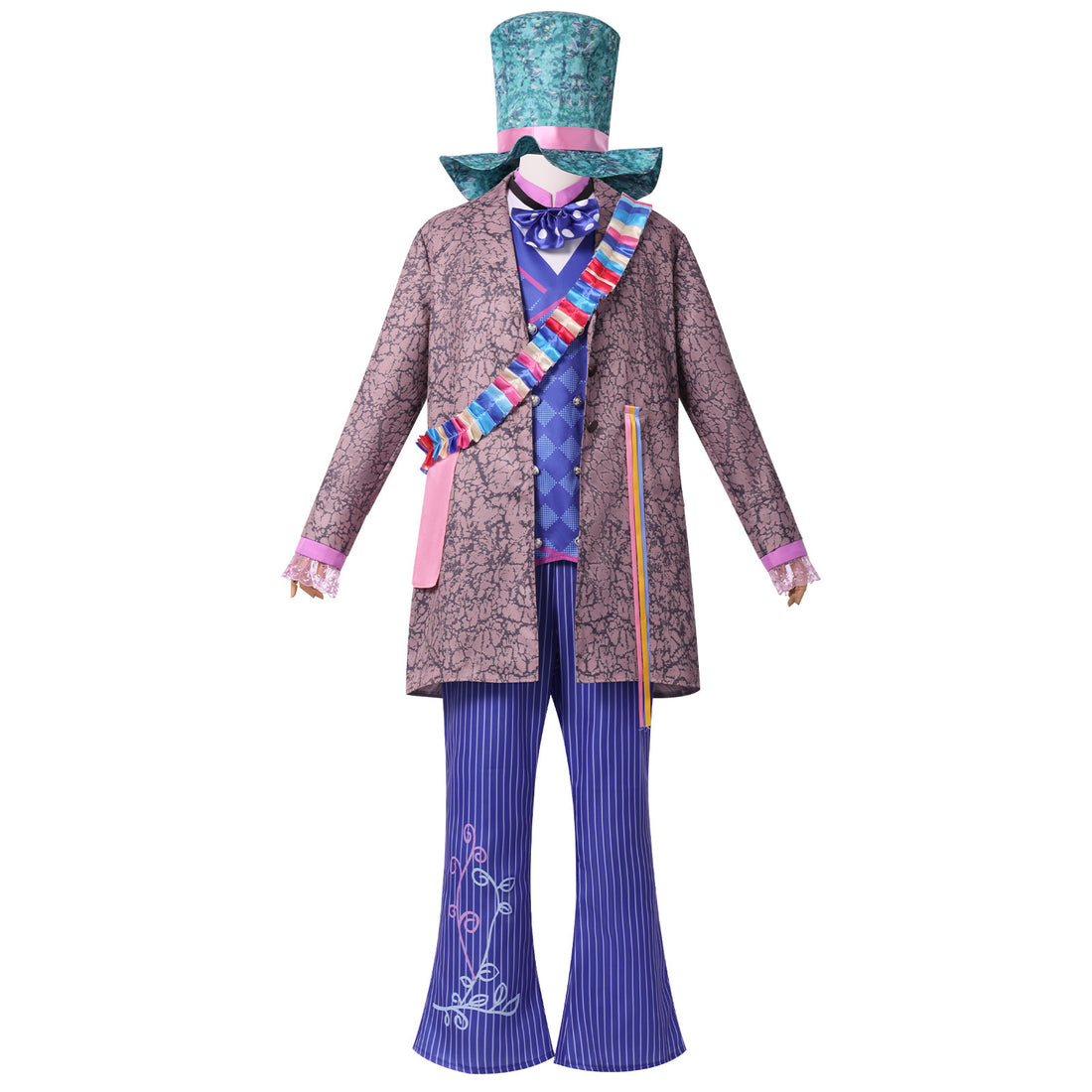 Men's Alice Style Mad Hatter Fancy Suit Cosplay Costume for Halloween Parties