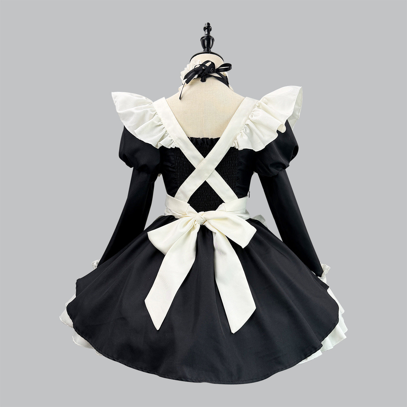 Gothic Lace Puff Sleeve Maid Outfit Game Streamers Cosplay Dress
