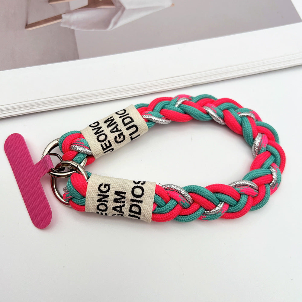 Clashing Colors Braided Wrist Phone Strap with Tether Tabs – Hand Woven Wristlet & Hand Lanyard