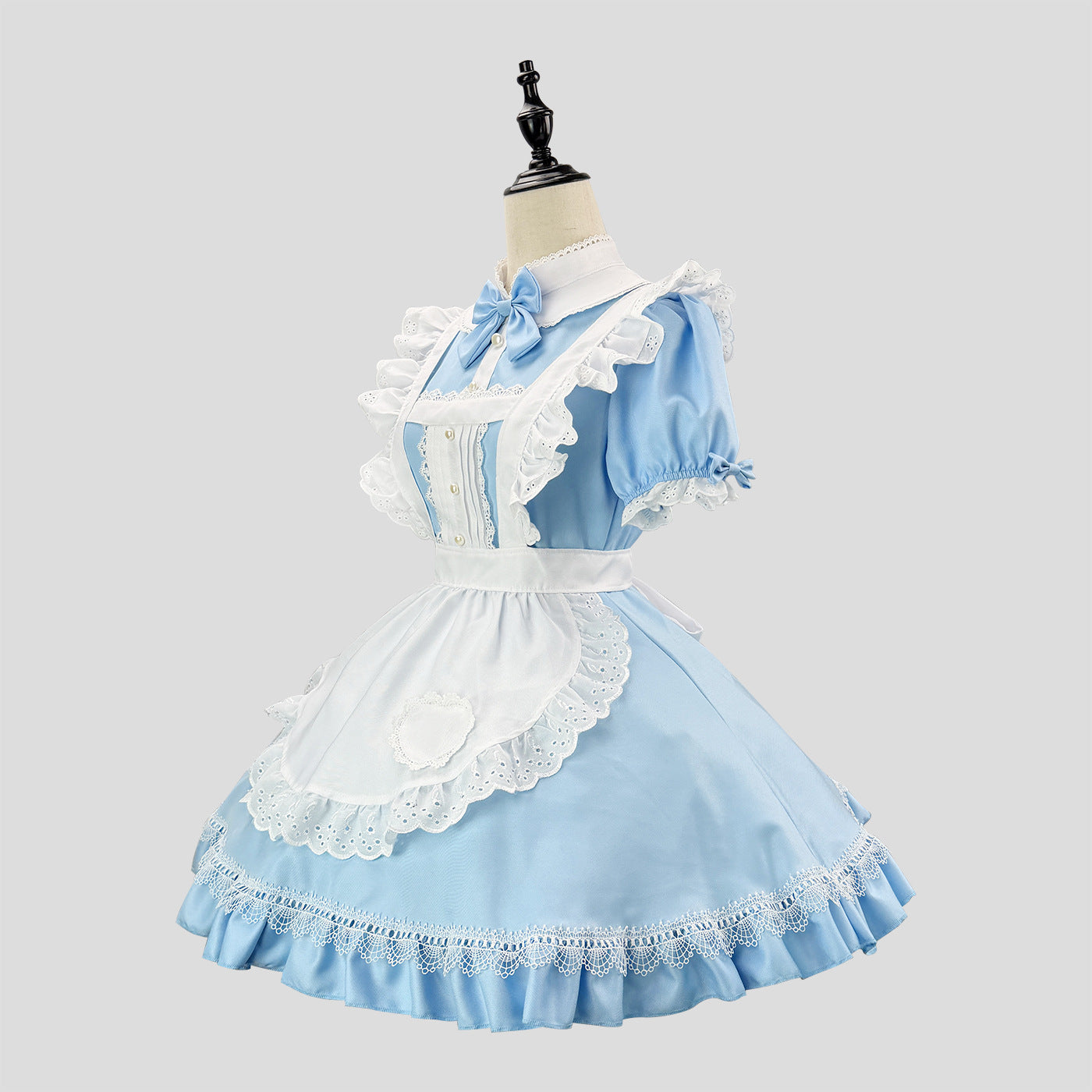 Blue White Alice Maid Outfit Lolita Streamer Cosplay Dress