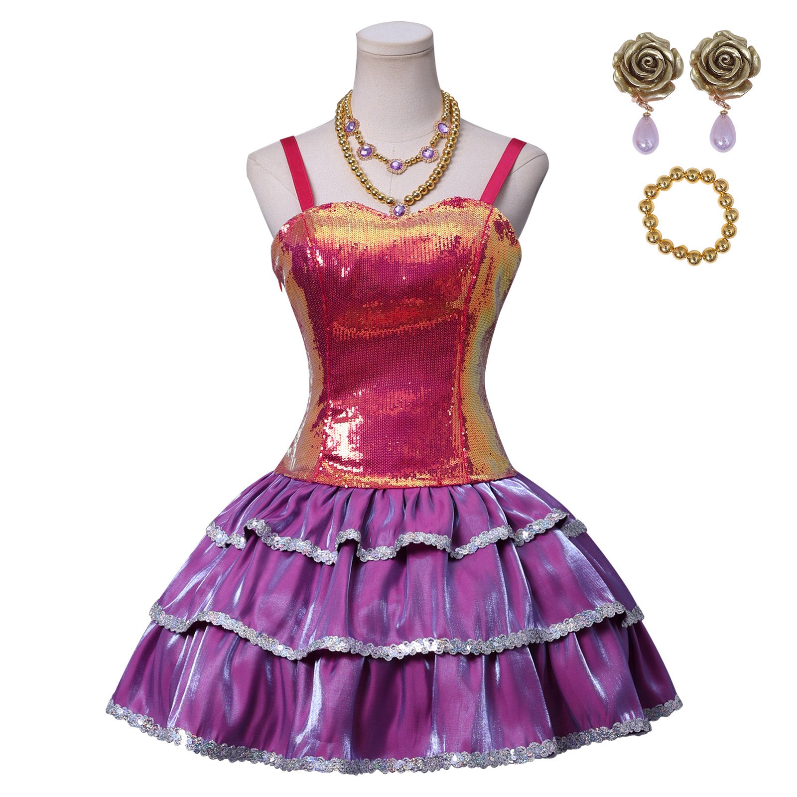 Dream House Cosplay Costume - Pink Sequin Party Dress for Women Girls Halloween Carnival