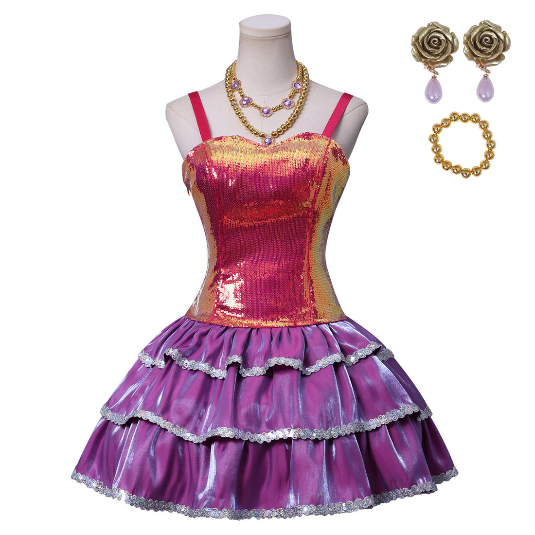 Dream House Cosplay Costume - Pink Sequin Party Dress for Women Girls Halloween Carnival