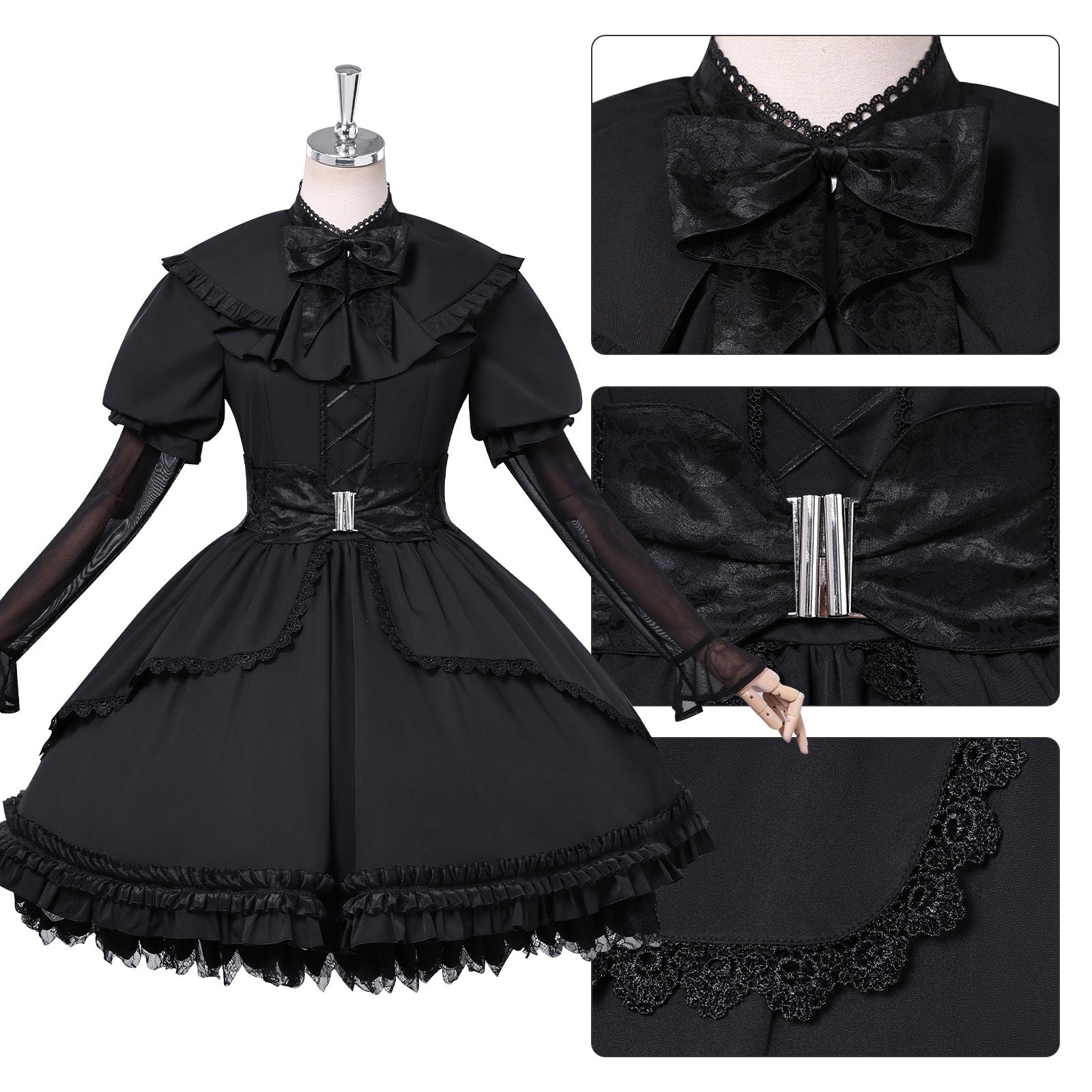 Identity V Gardener Emma Woods Black White Waltz Cosplay Costumes Lolita Dress Halloween Party Outfit