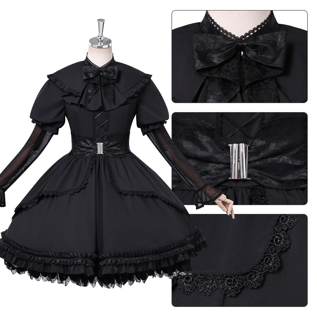 Identity V Gardener Emma Woods Black White Waltz Cosplay Costumes Lolita Dress Halloween Party Outfit