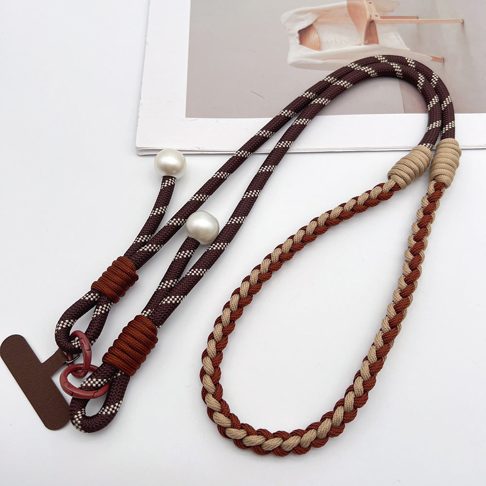 Twisted Adjustable Crossbody Phone Strap with Tether Tabs – Hand Woven Long Wristlet & Hand Lanyard