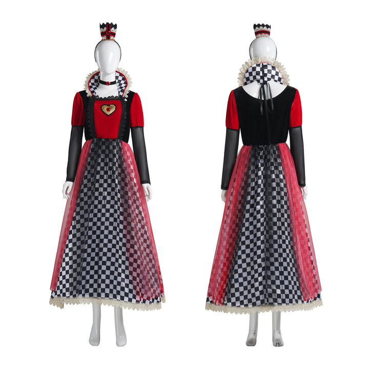 Women's Queen of Hearts Costume - Alice Style Evil Red Queen Halloween Cosplay Dress