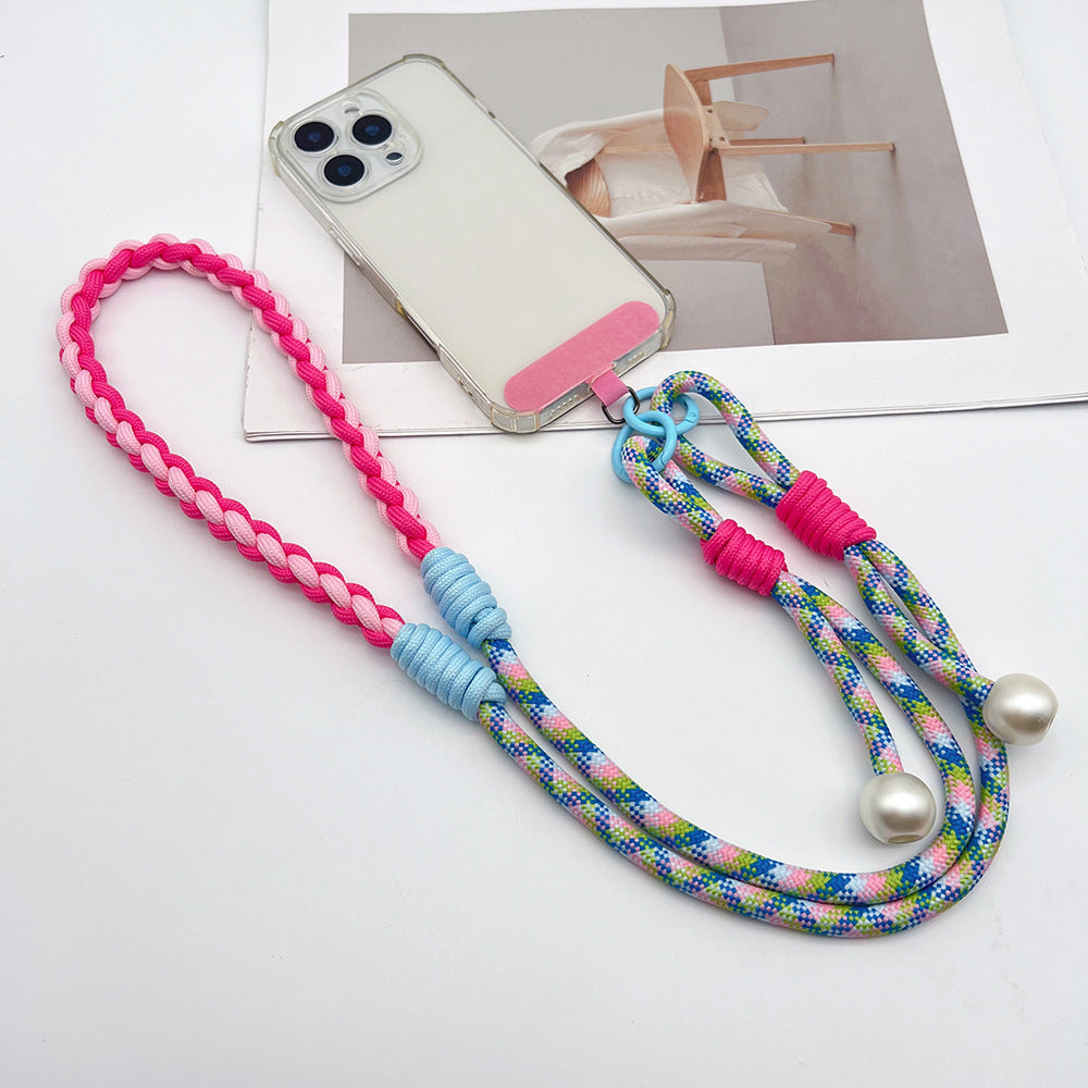 Twisted Adjustable Crossbody Phone Strap with Tether Tabs – Hand Woven Long Wristlet & Hand Lanyard