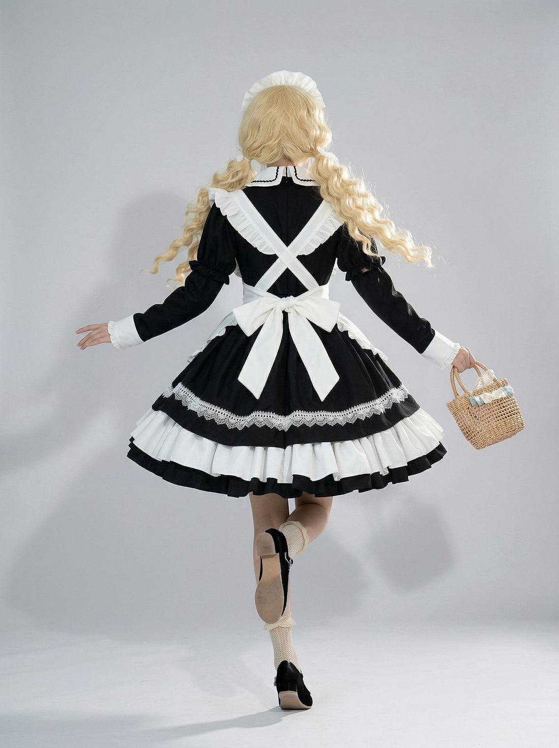 Detachable Sleeves Lolita Maid Dress Cosplay & Livestream Outfit