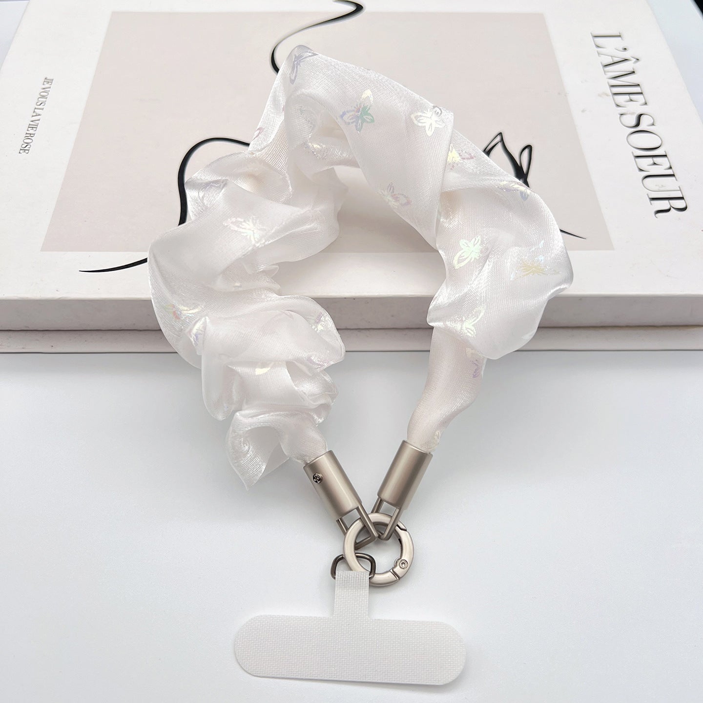 Butterfly Wrinkle Tulle Wrist Phone Strap with Tether Tabs – Colon-shaped Wristlet & Hand Lanyard