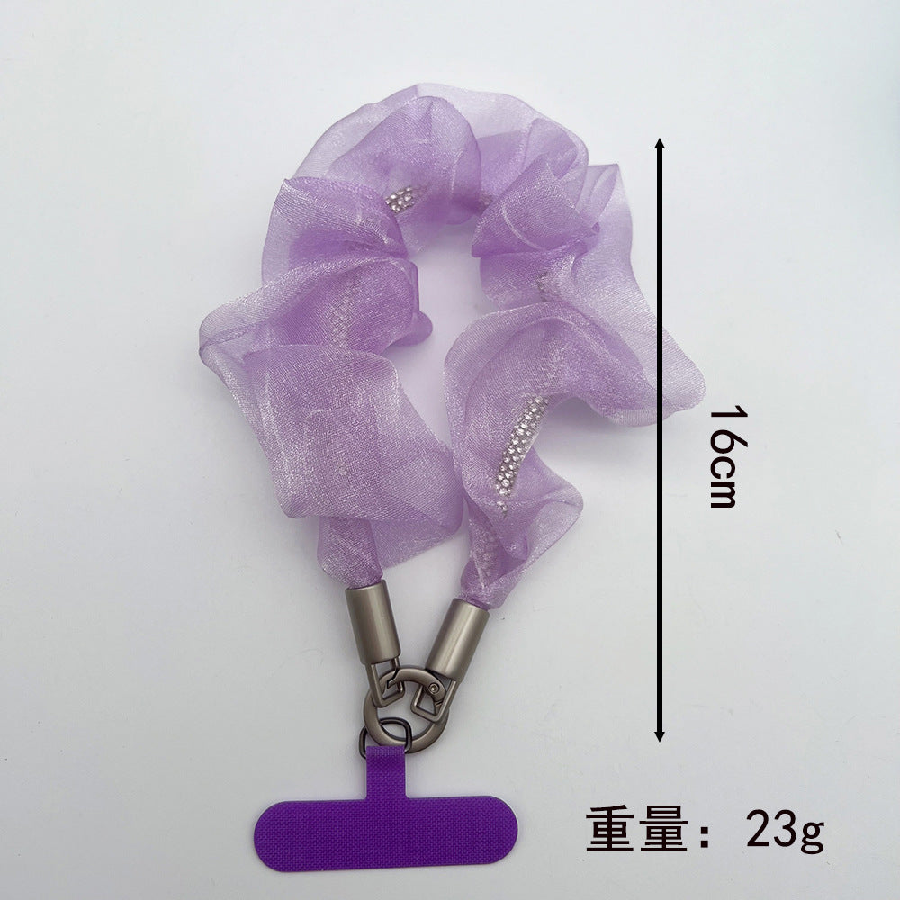 Brilliant Organza Wrist Phone Strap with Tether Tabs – Colon-shaped Wristlet & Hand Lanyard
