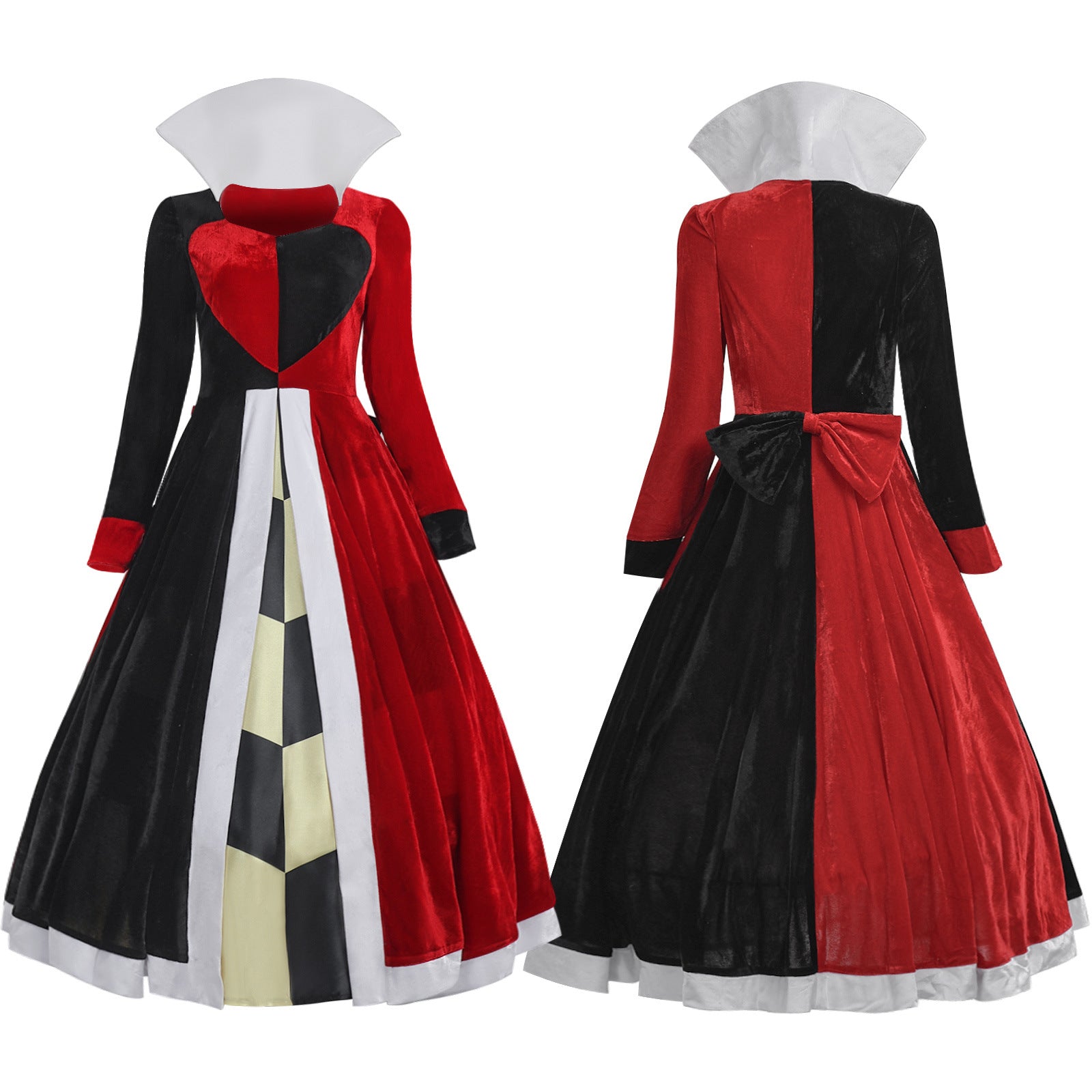 Women Queen of Hearts Costume - Alice Deluxe Red Queen Cosplay Dress for Halloween Party