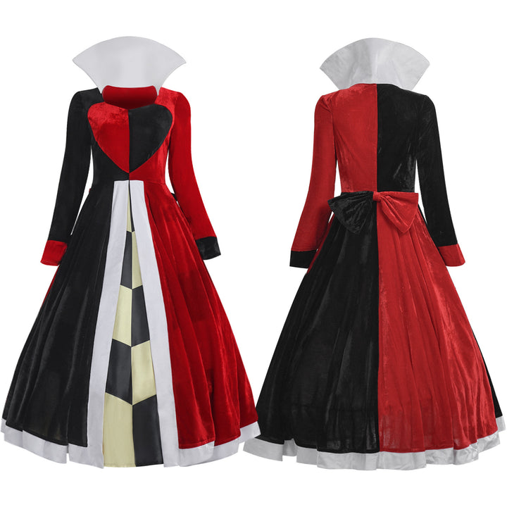 Women Queen of Hearts Costume - Alice Deluxe Red Queen Cosplay Dress for Halloween Party