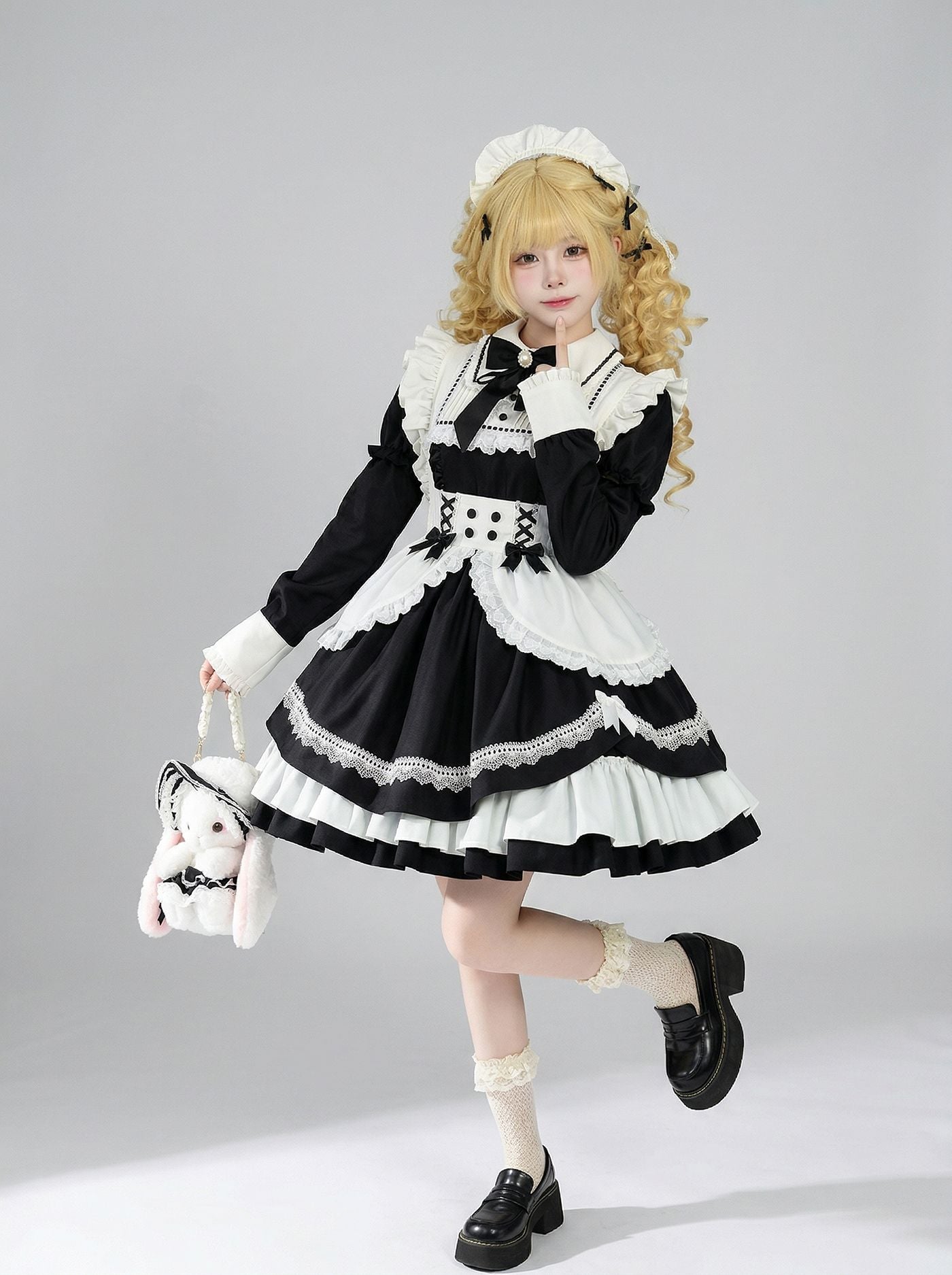 Detachable Sleeves Lolita Maid Dress Cosplay & Livestream Outfit