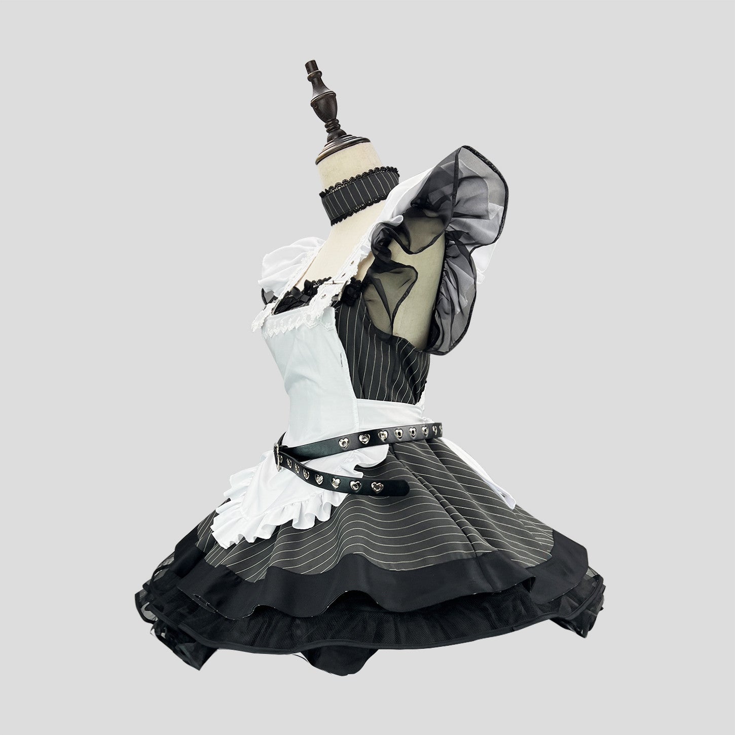 White Striped Retro Lolita Maid Outfit Subculture Cosplay Dress