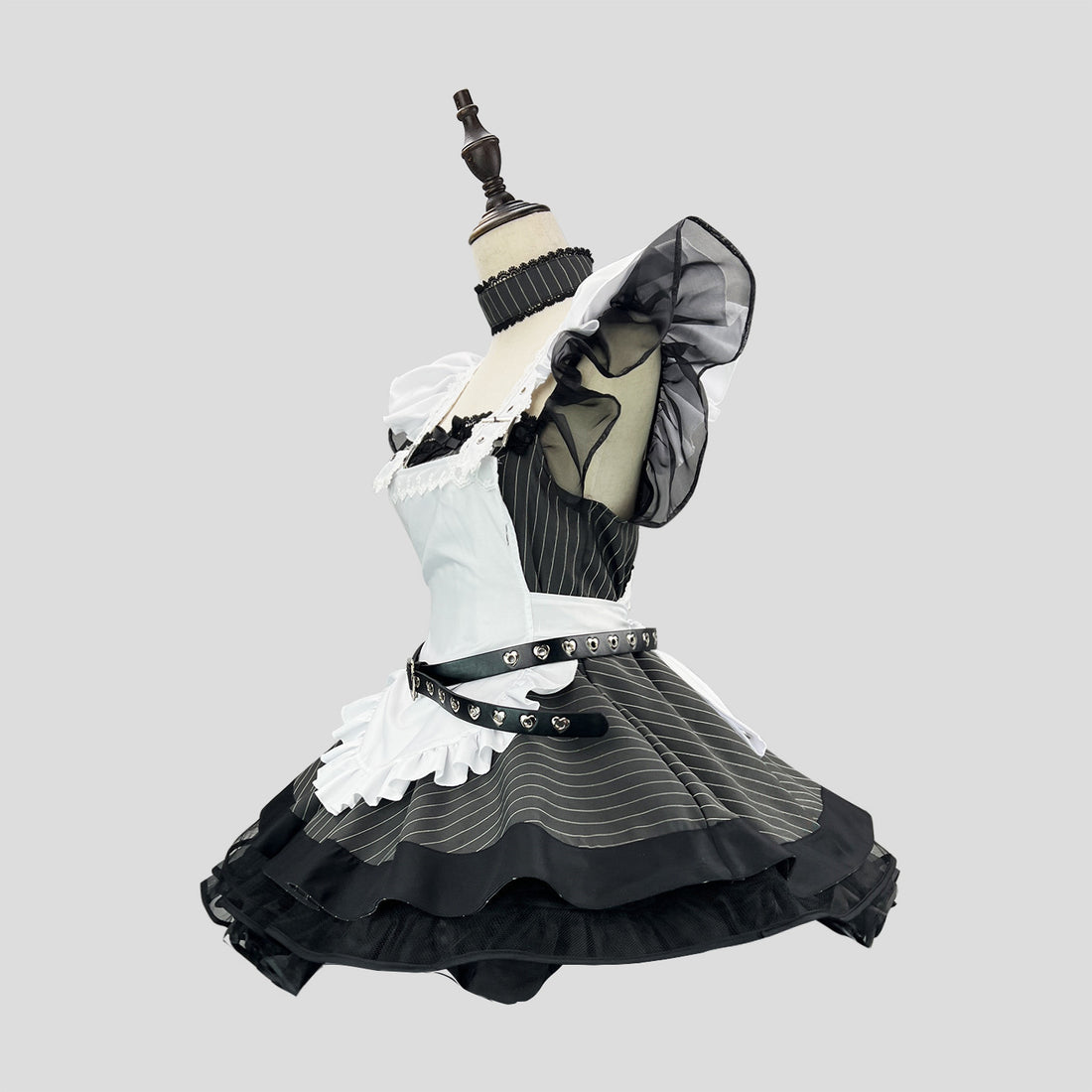 White Striped Retro Lolita Maid Outfit Subculture Cosplay Dress