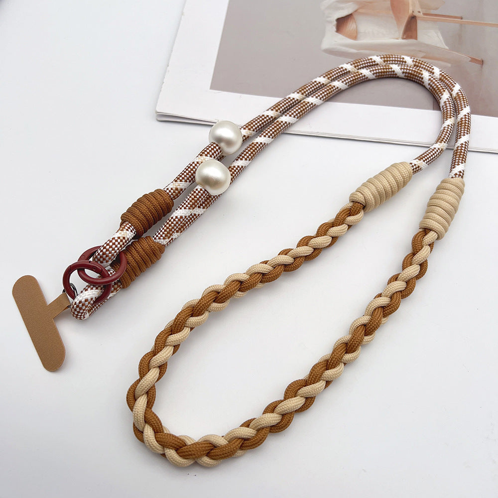 Twisted Adjustable Crossbody Phone Strap with Tether Tabs – Hand Woven Long Wristlet & Hand Lanyard