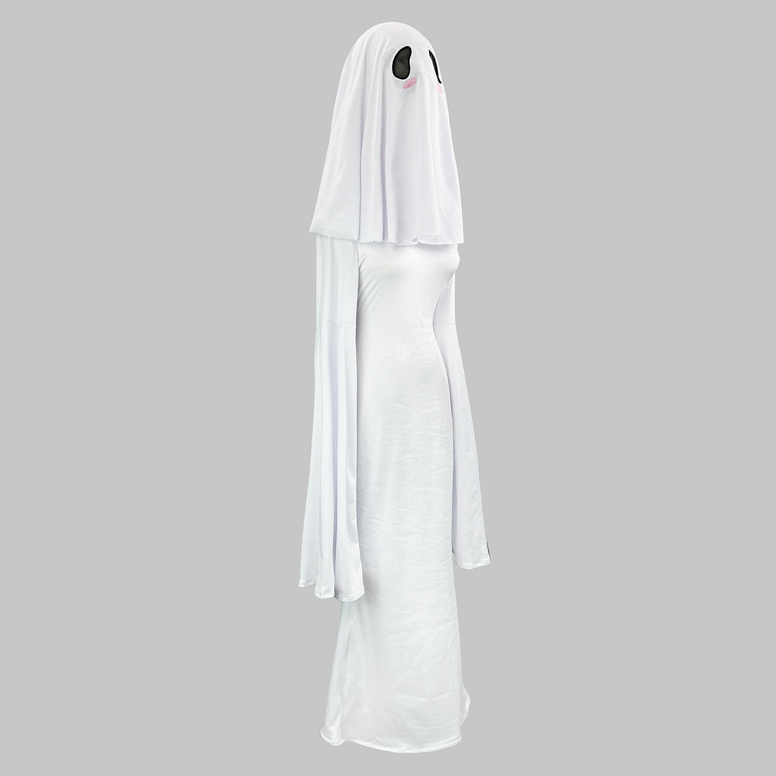 Cute Ghost Cosplay Costume for Women - Mrs. Kyoko Style Spooky White Dress with Face Mask