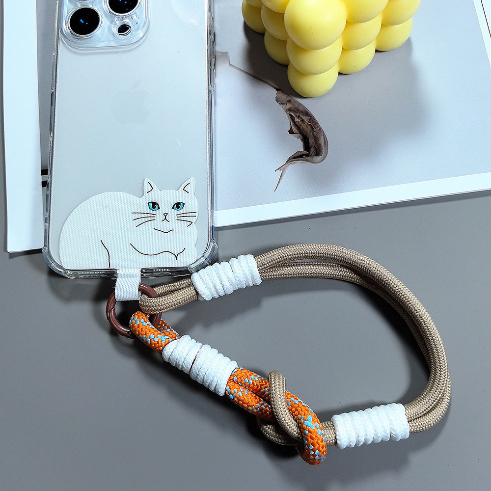Multicolor Wrist Phone Strap with Cat Tether Tabs – Hand Woven Wrapped Wristlet & Hand Lanyard