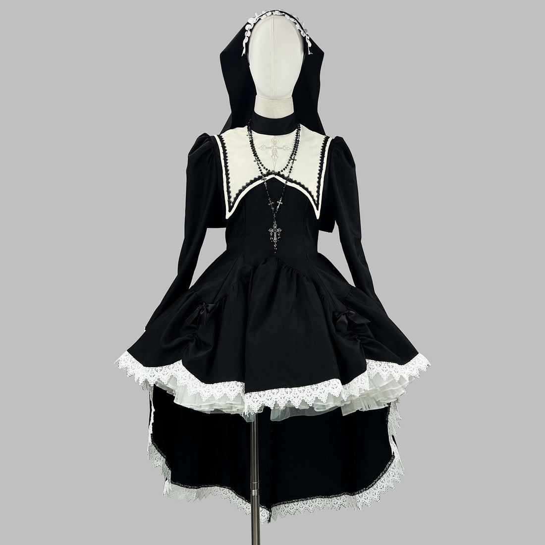 Dark Cross Halloween Back Train Dress Outfit Cosplay Costumes
