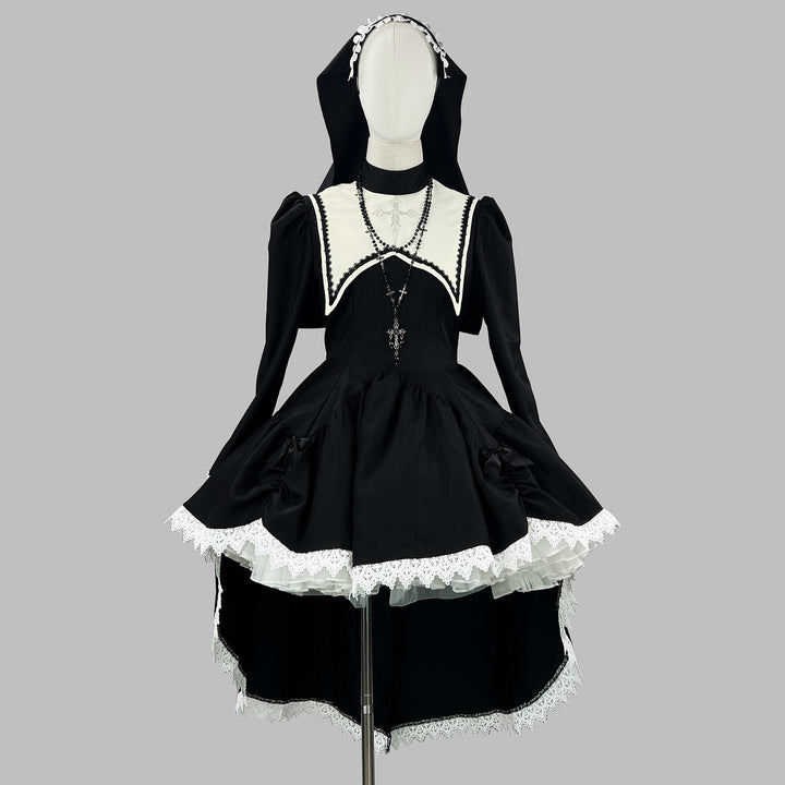 Dark Cross Halloween Back Train Dress Outfit Cosplay Costumes