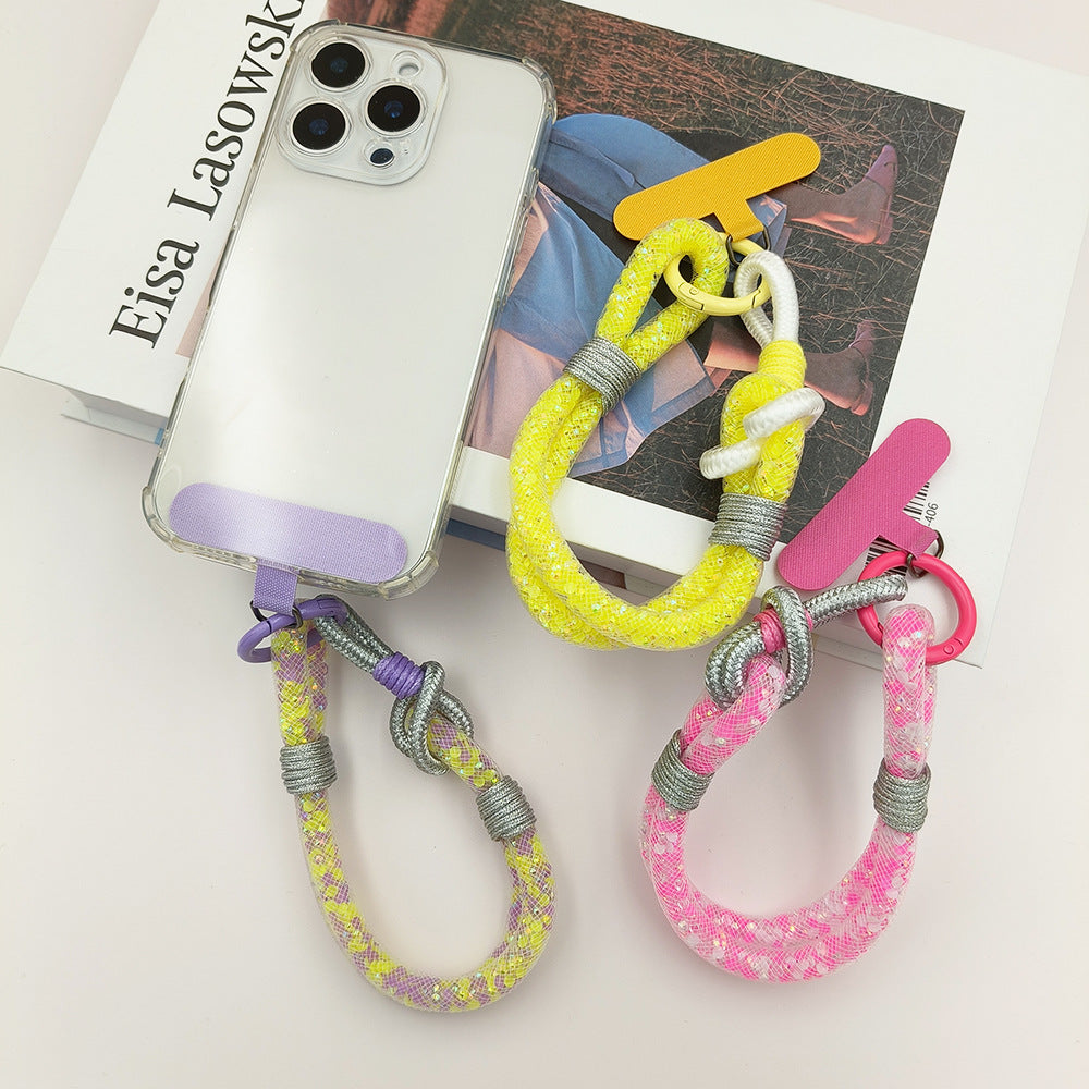 Adjustable Glitter Wrist Phone Strap with Tether Tabs – Multicolor Wristlet & Hand Nylon Lanyard